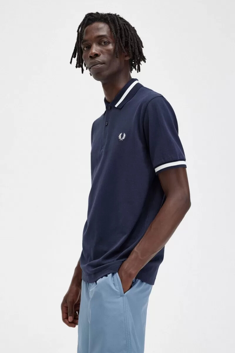 fred perry m2 herrenhemd marineblau schneeweiß