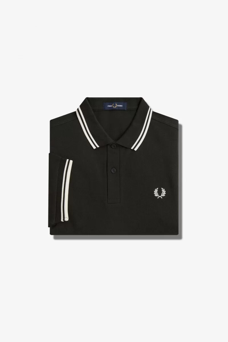 fred perry m3600 herrenhemd nachtgrün schneeweiß