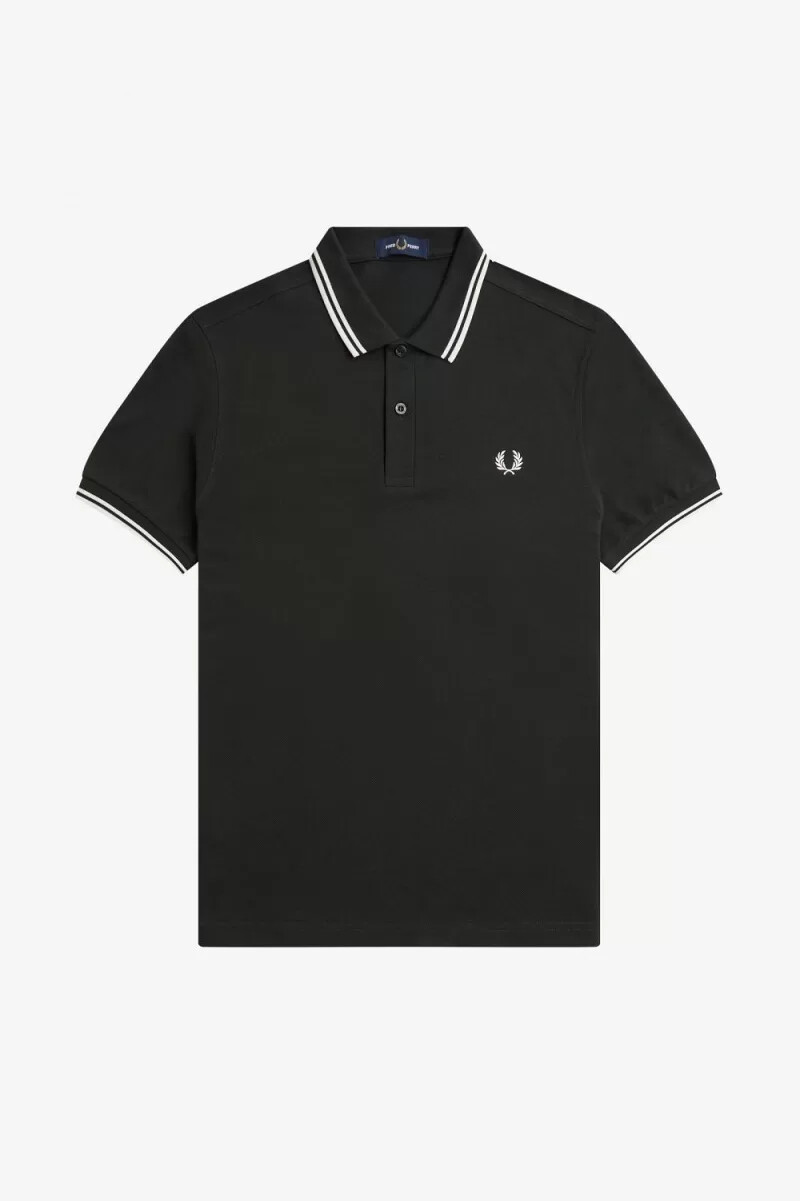 fred perry m3600 herrenhemd nachtgrün schneeweiß