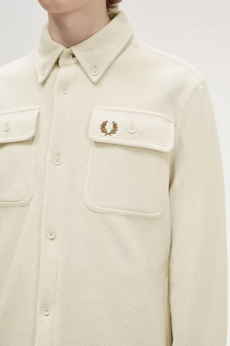 fred perry fleece herrenhemd haferflockenfarbe