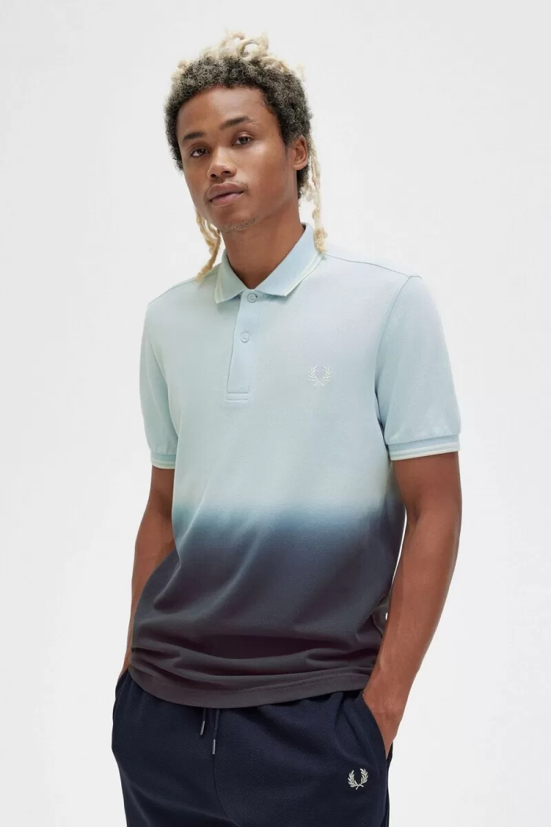 fred perry ombre herrenhemd hellblau
