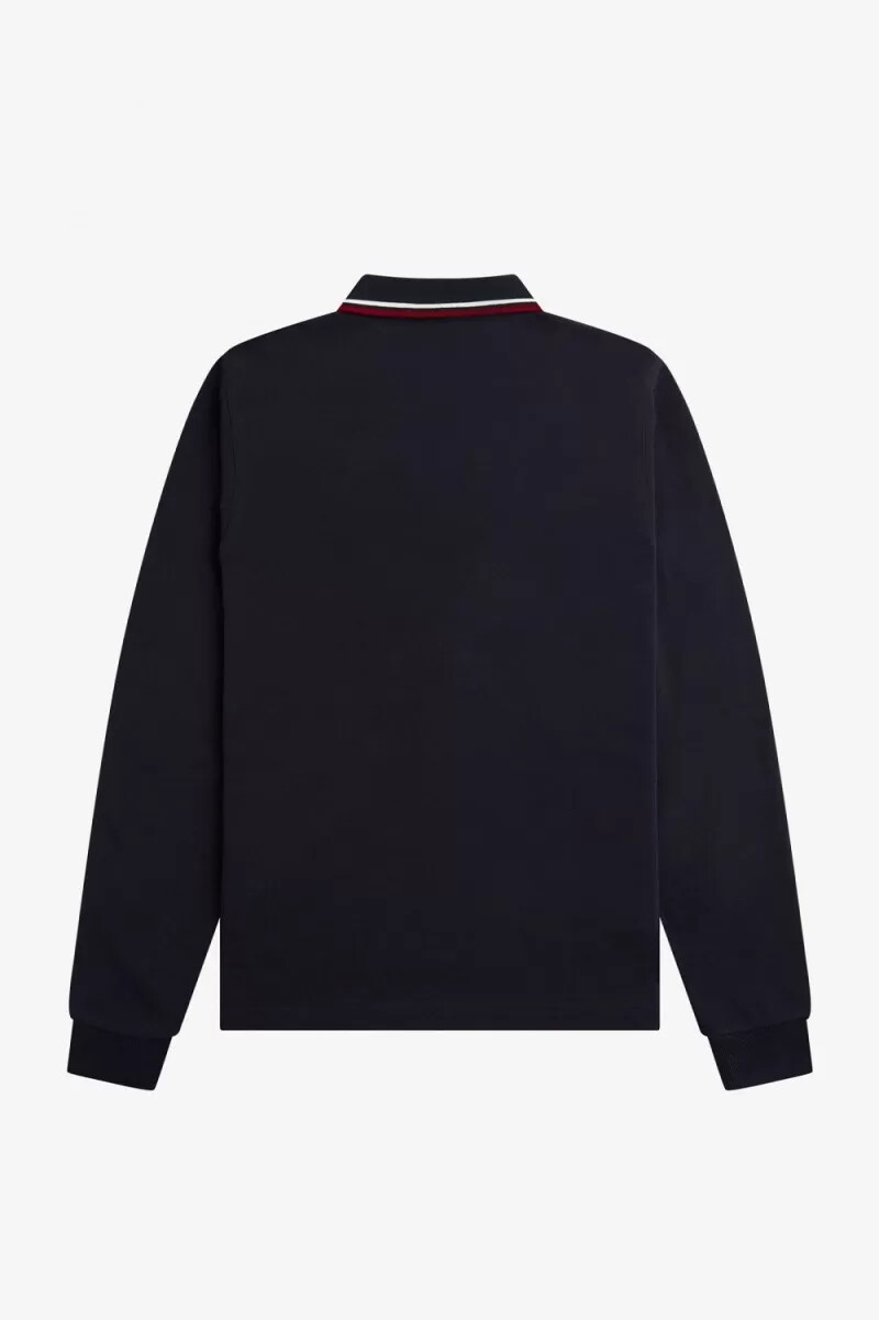 fred perry m3636 herrenhemd marineblau schneeweiß gebranntes rot