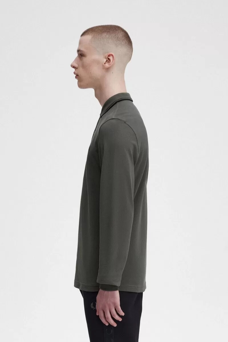 fred perry m3636 herrenhemd feldgrün schwarz