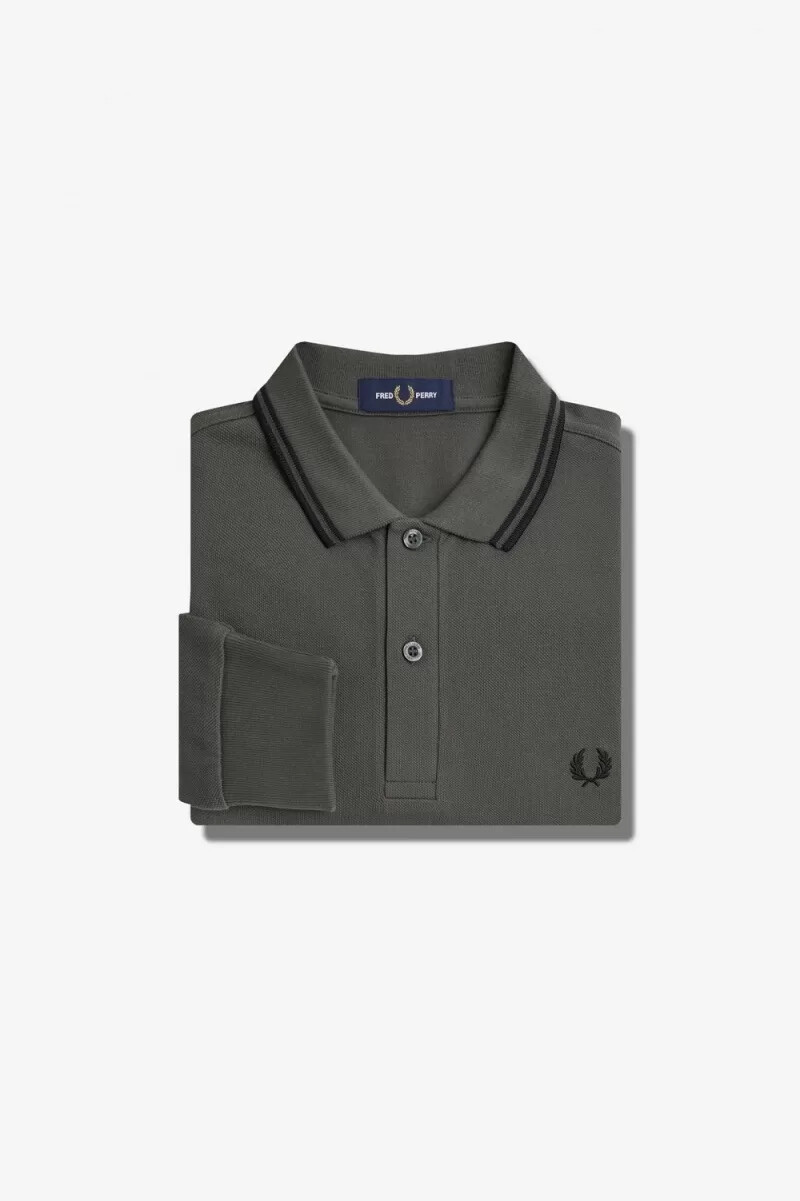 fred perry m3636 herrenhemd feldgrün schwarz