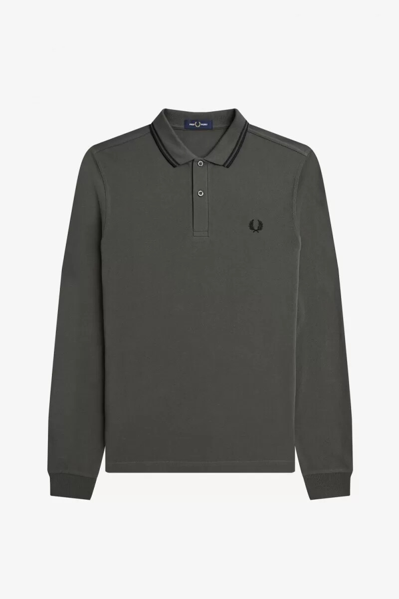 fred perry m3636 herrenhemd feldgrün schwarz
