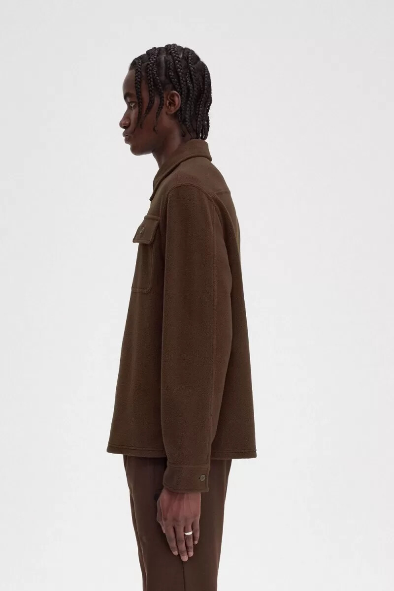 fred perry fleece herrenhemd farbe burnt tobacco