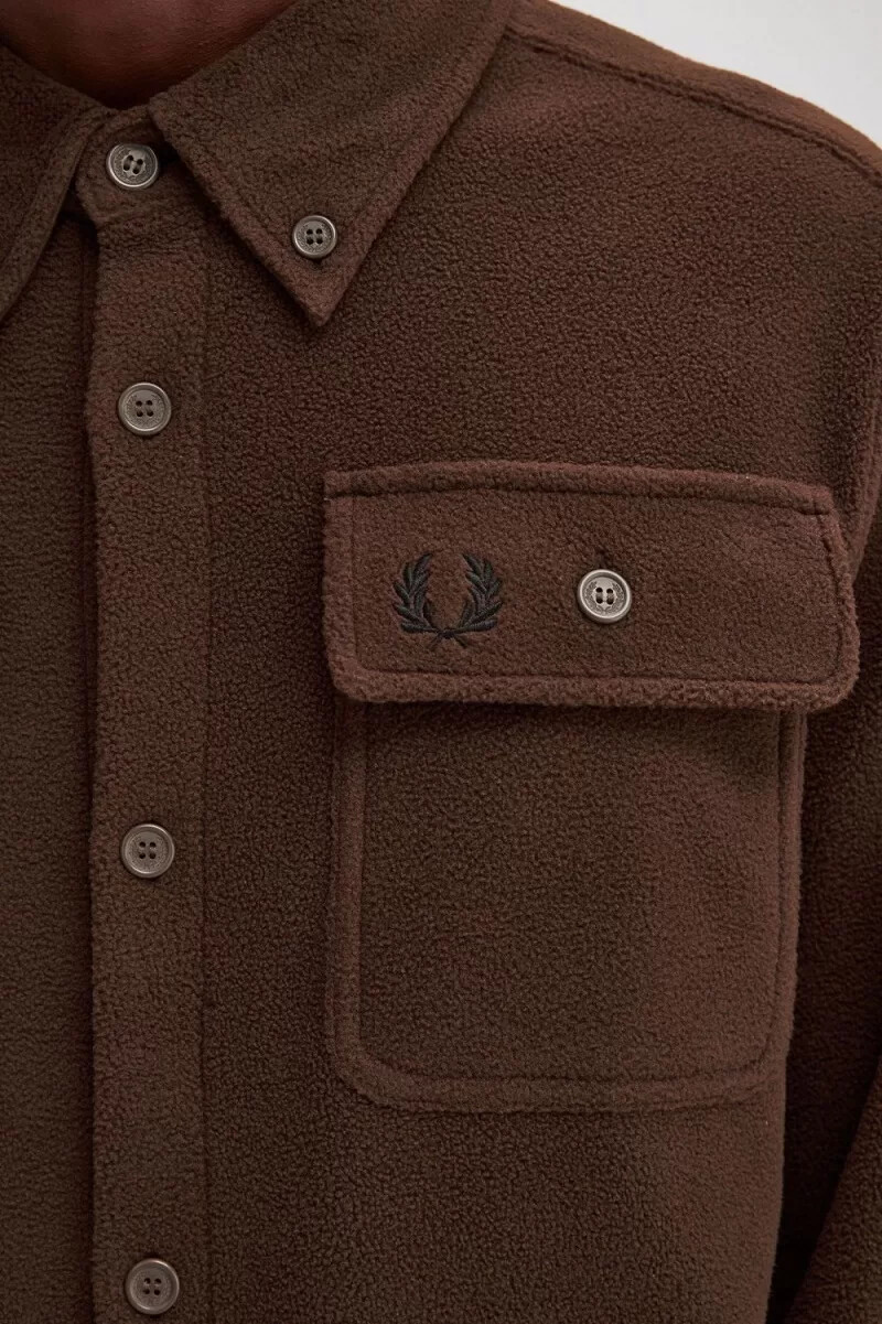fred perry fleece herrenhemd farbe burnt tobacco