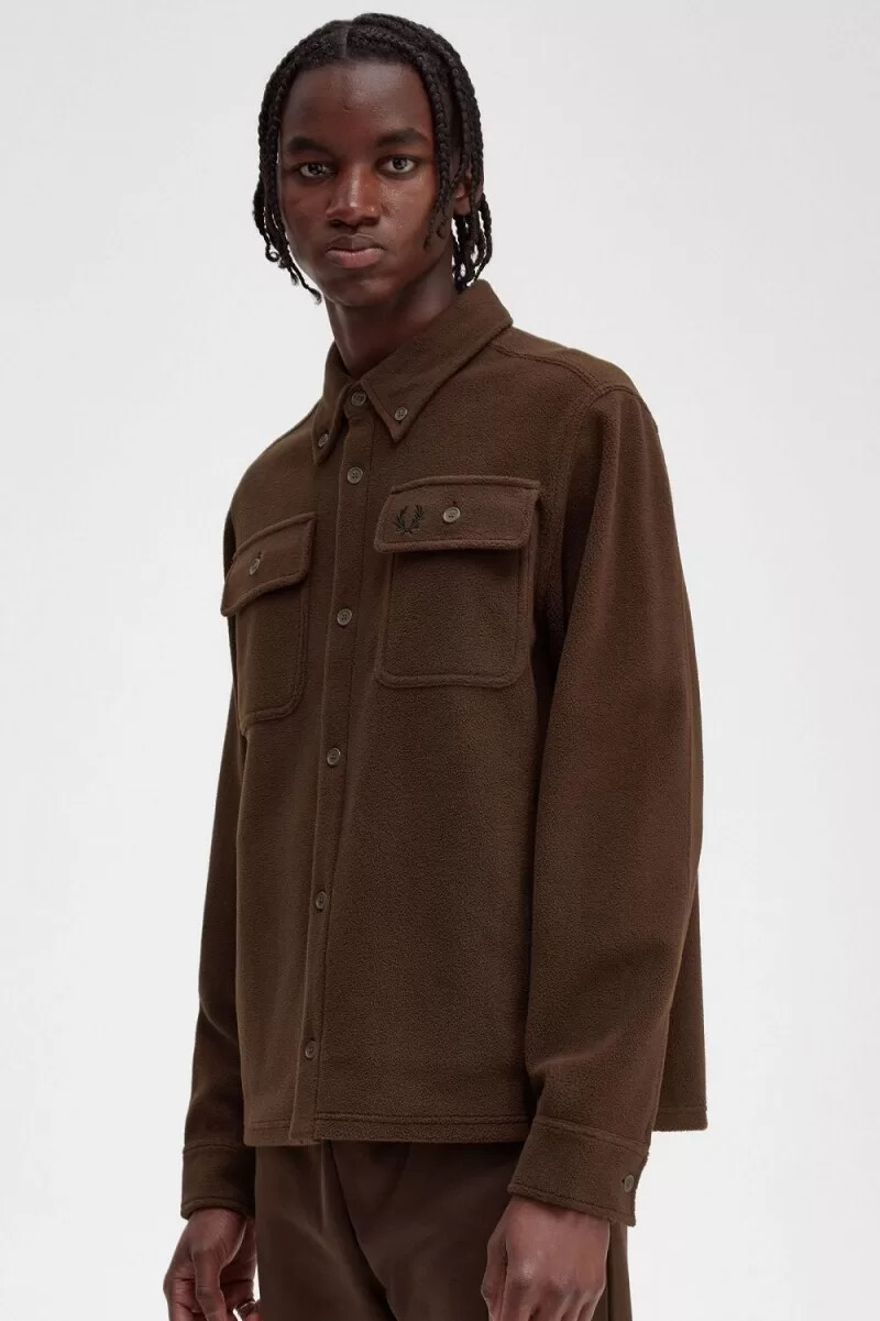 fred perry fleece herrenhemd farbe burnt tobacco