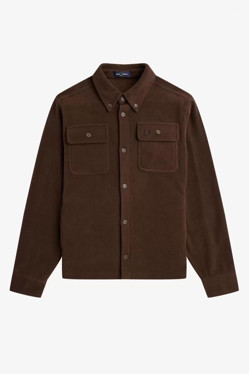 fred perry fleece herrenhemd farbe burnt tobacco