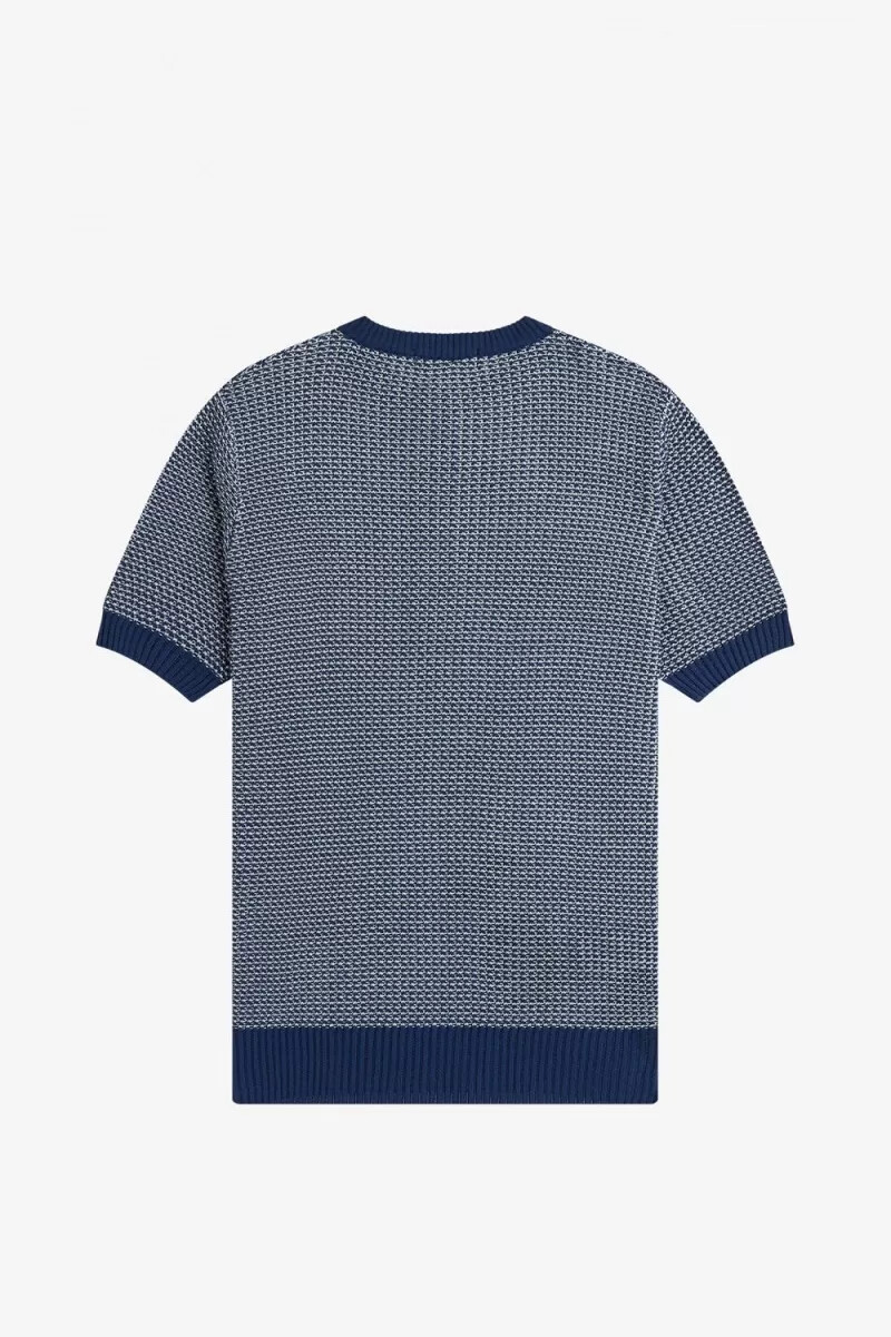 fred perry herrenhemd zweifarbig strukturiert marineblau