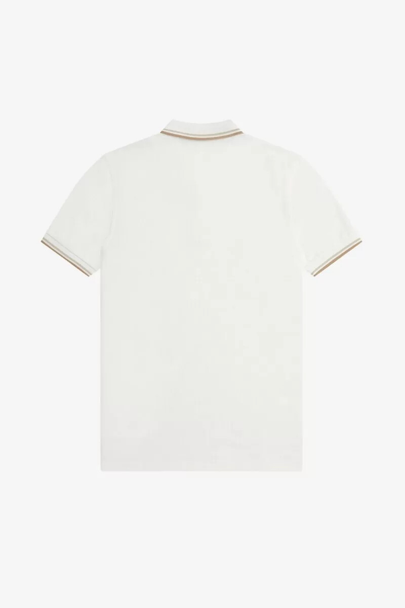 fred perry m3600 herrenhemd schneeweiß haferflockengrün