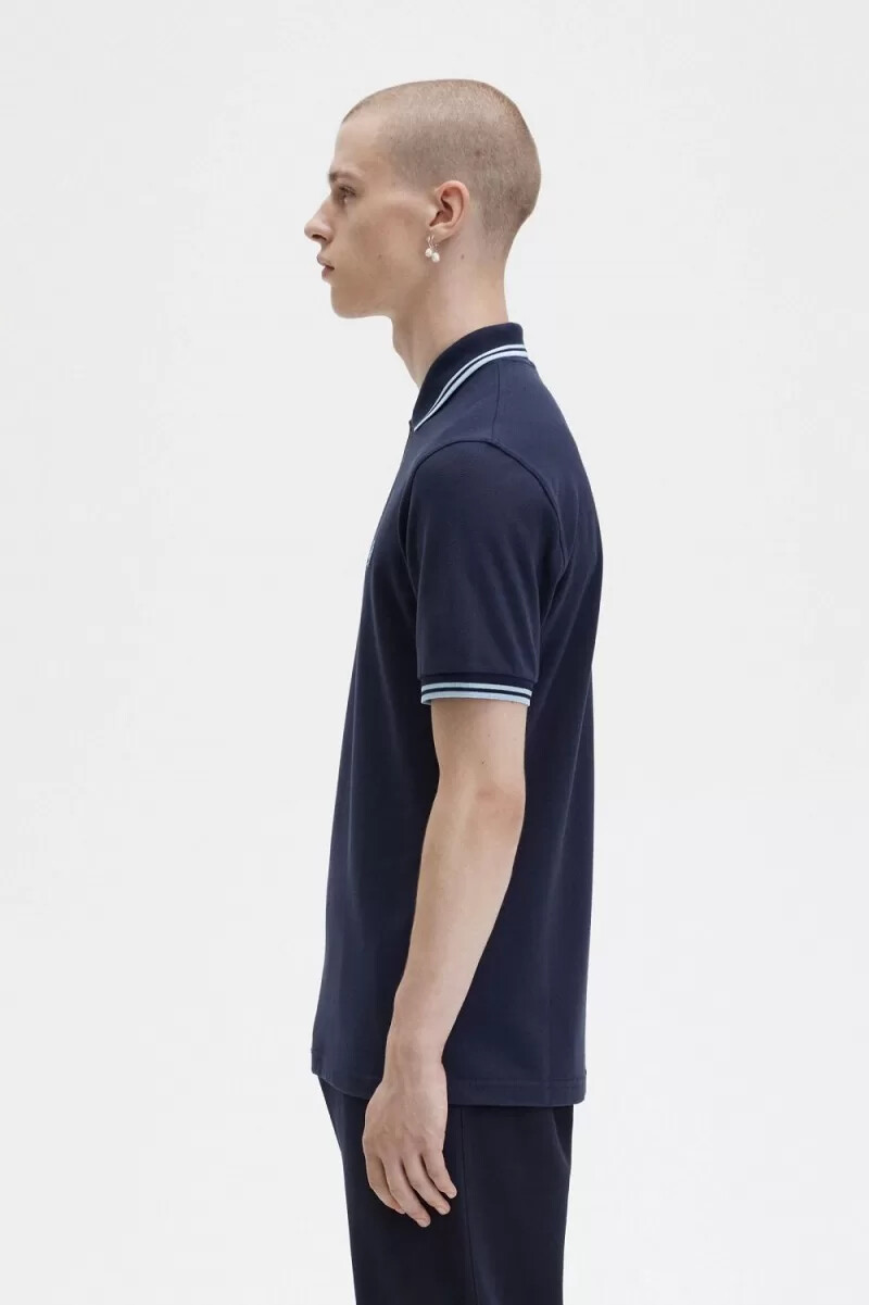 fred perry m12 herrenhemd marineblau aqua