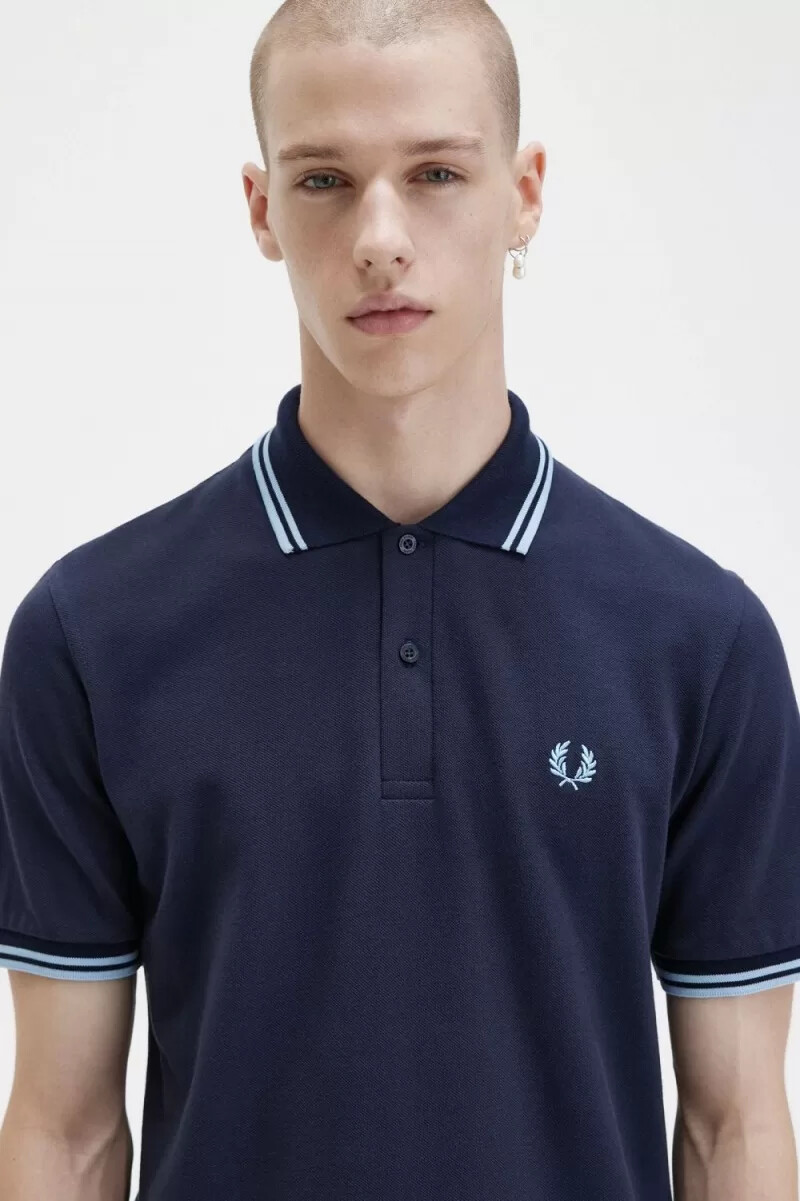 fred perry m12 herrenhemd marineblau aqua