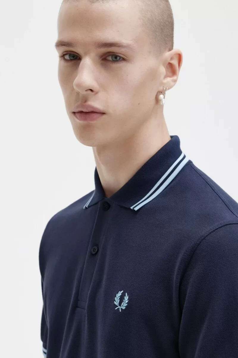 fred perry m12 herrenhemd marineblau aqua
