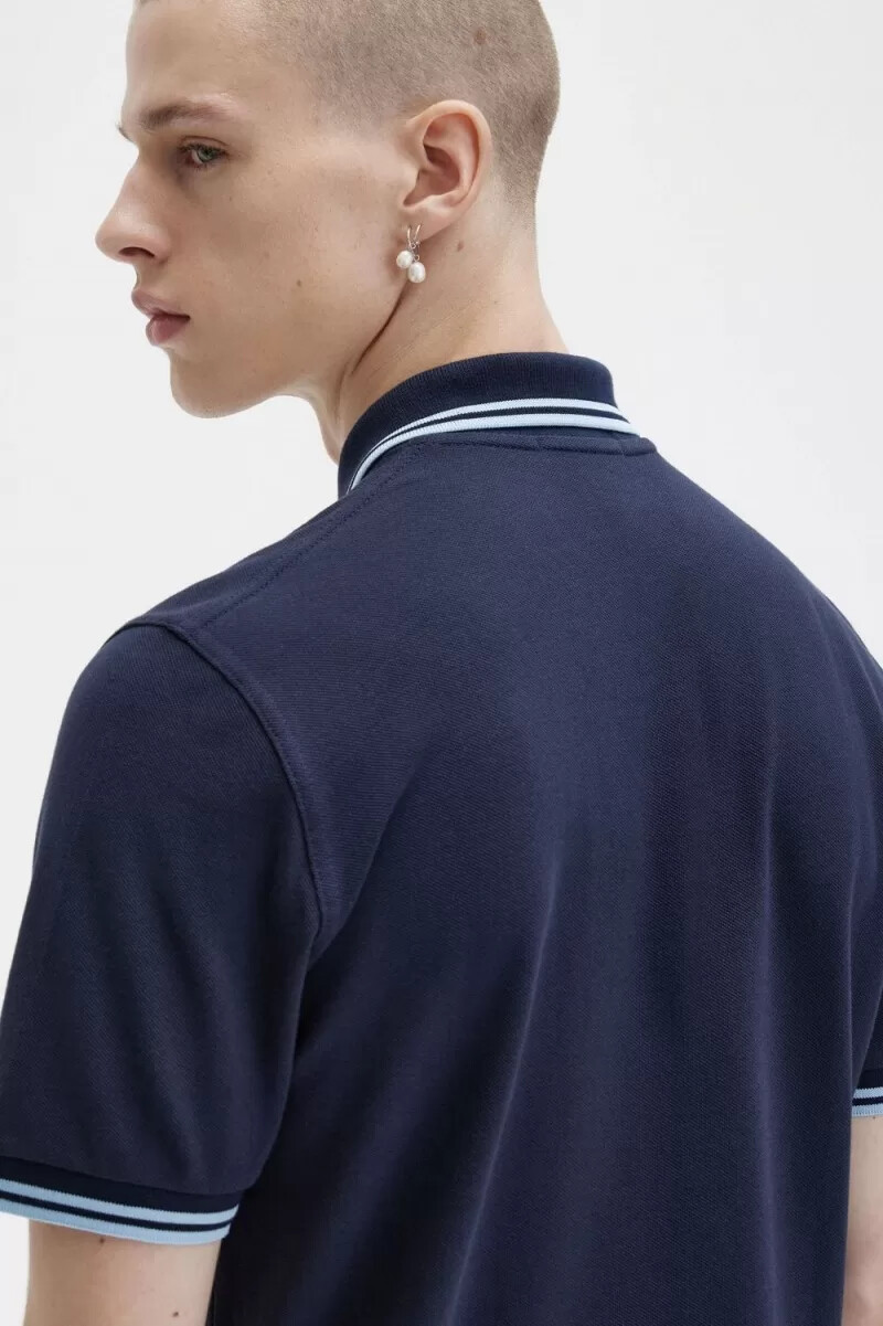 fred perry m12 herrenhemd marineblau aqua