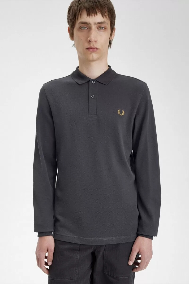 fred perry m6006 herrenhemd anchor grey dark coffee