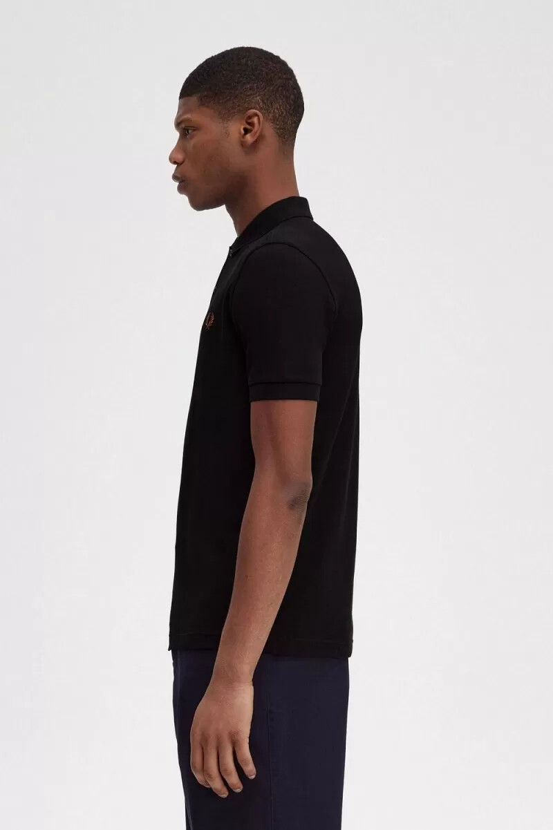 fred perry m6000 herrenhemd schwarz whisky braun