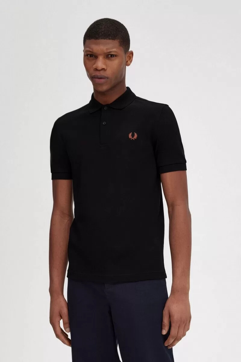 fred perry m6000 herrenhemd schwarz whisky braun