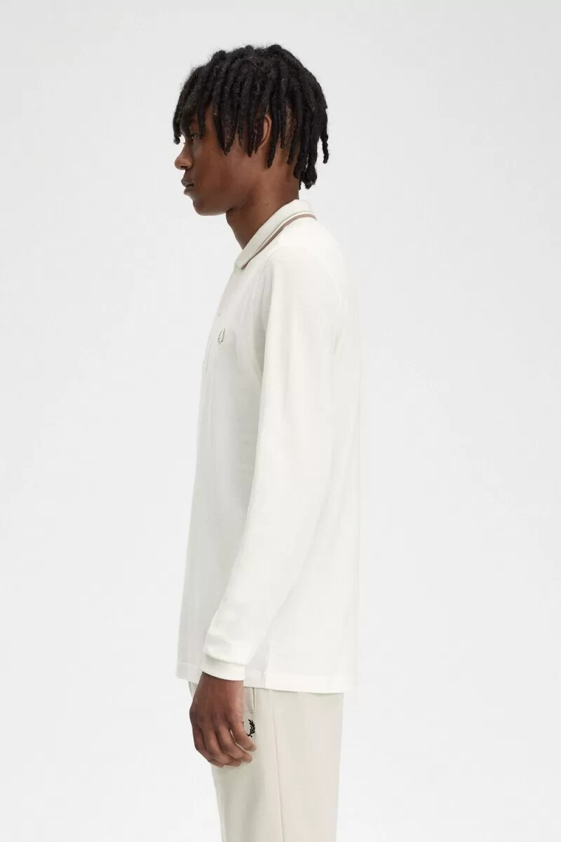 fred perry m3636 herrenhemd schneeweiß haferflockengrün