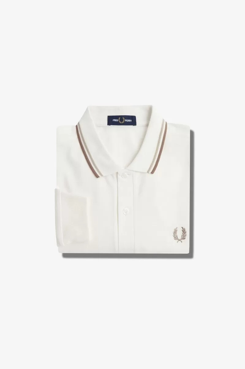 fred perry m3636 herrenhemd schneeweiß haferflockengrün