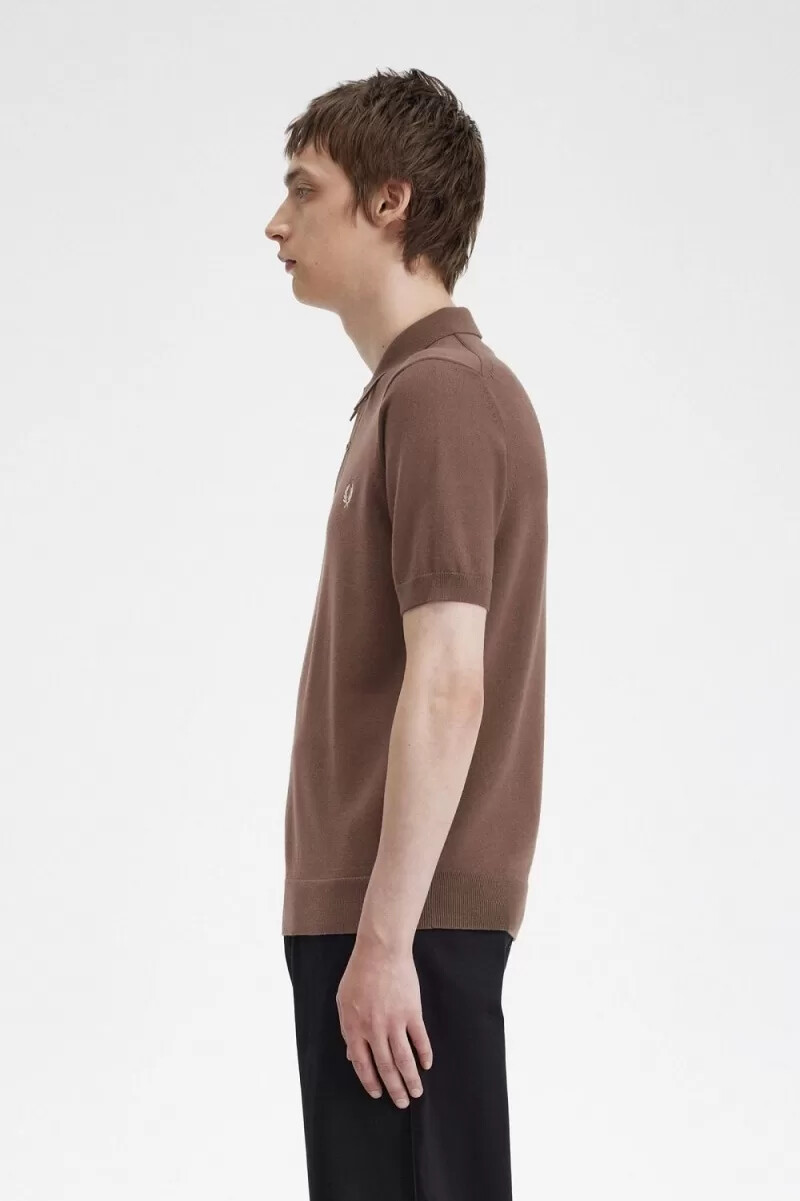 fred perry klassisches strickhemd für herren dunkelrot