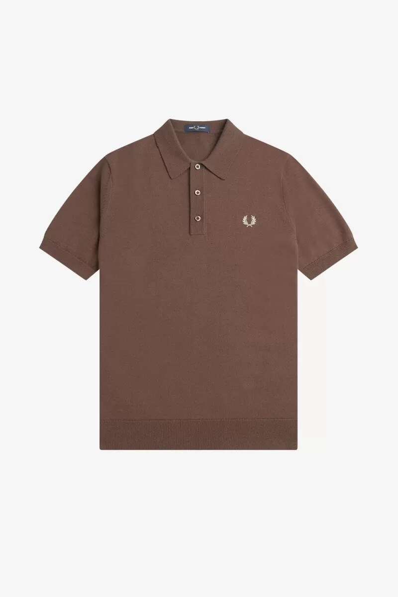 fred perry klassisches strickhemd für herren dunkelrot