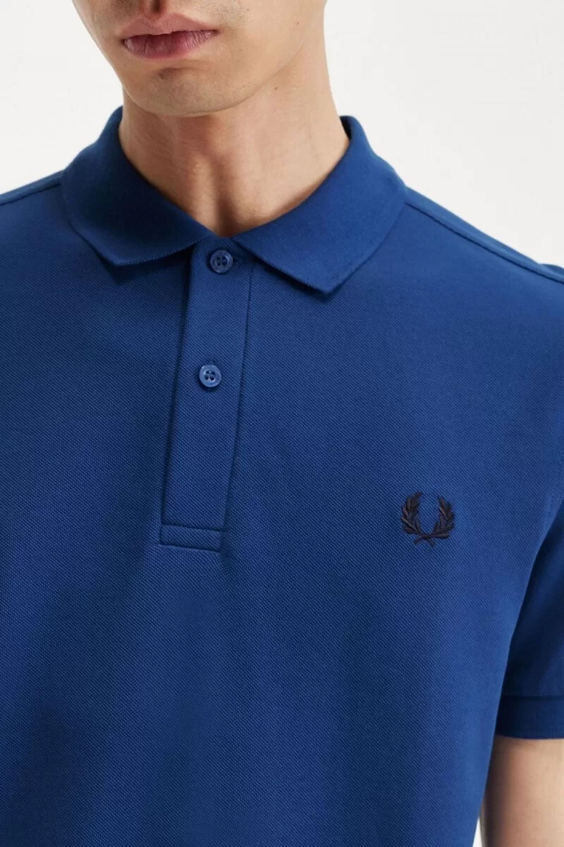 fred perry m6000 herrenhemd schattiertes kobaltblau
