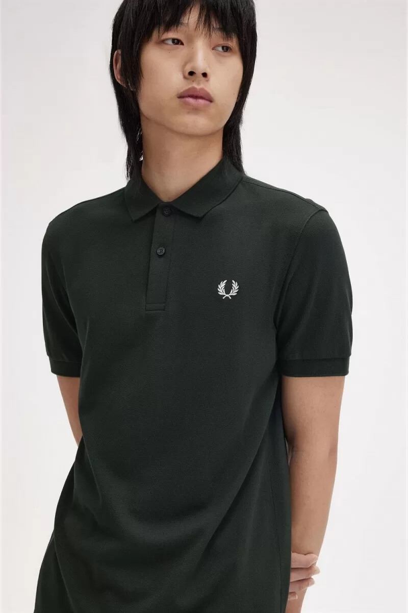 fred perry m6000 herrenhemd nachtgrün schneeweiß