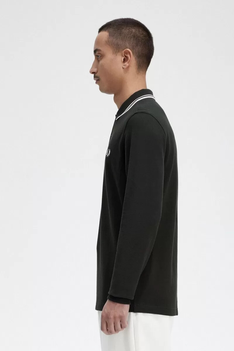 fred perry m3636 herrenhemd nachtgrün schneeweiß