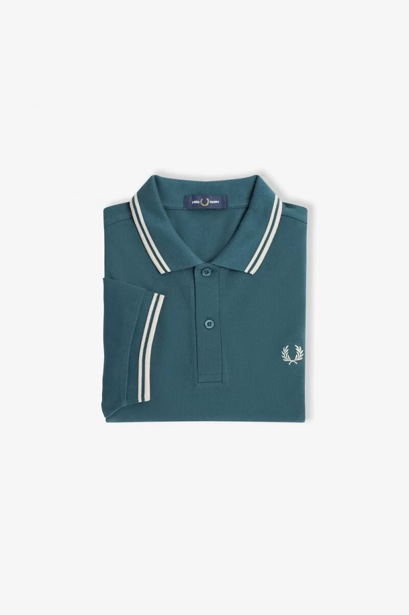 fred perry m3600 herrenhemd petrolblau hellmint