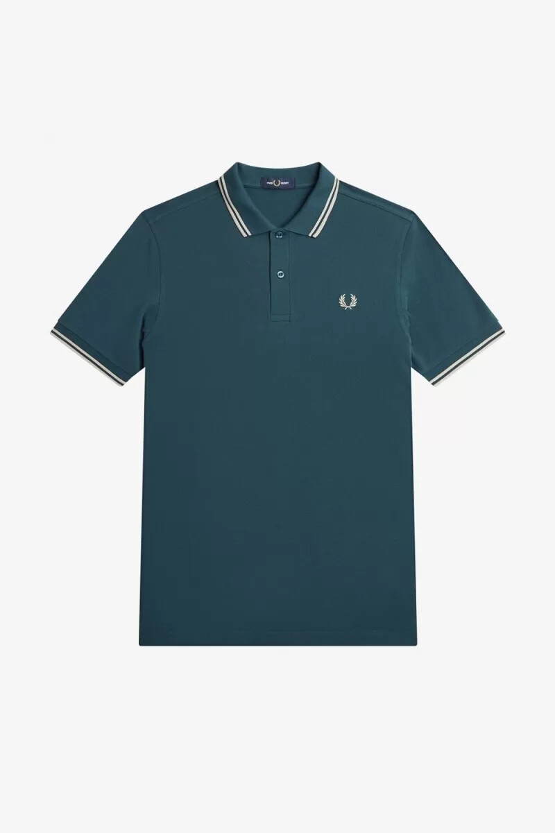 fred perry m3600 herrenhemd petrolblau hellmint