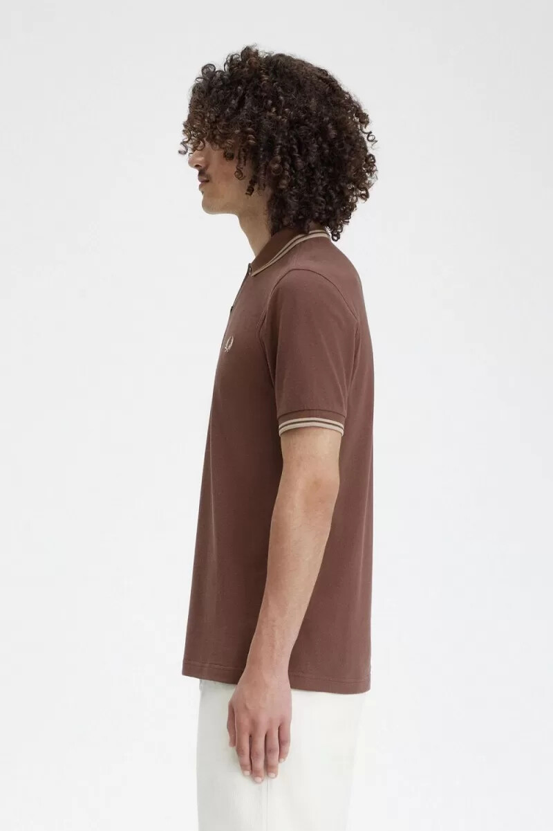 fred perry m3600 herrenhemd dunkelrot warmgrau