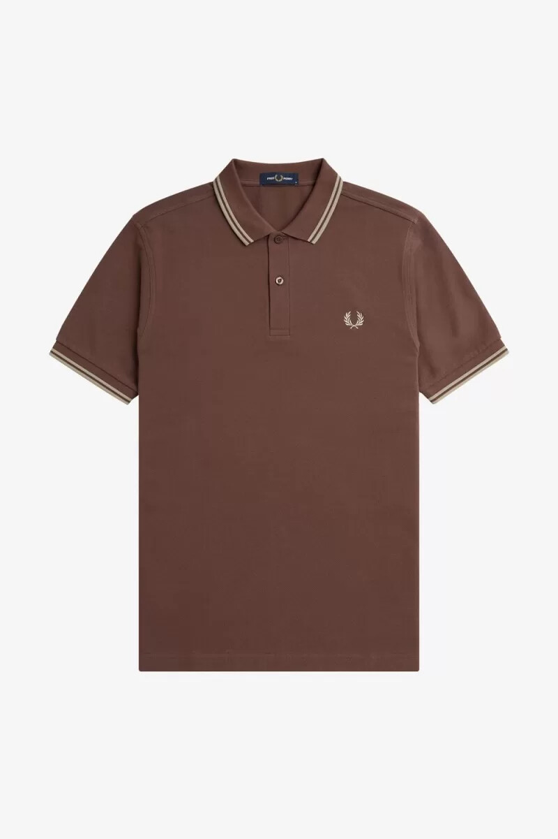 fred perry m3600 herrenhemd dunkelrot warmgrau
