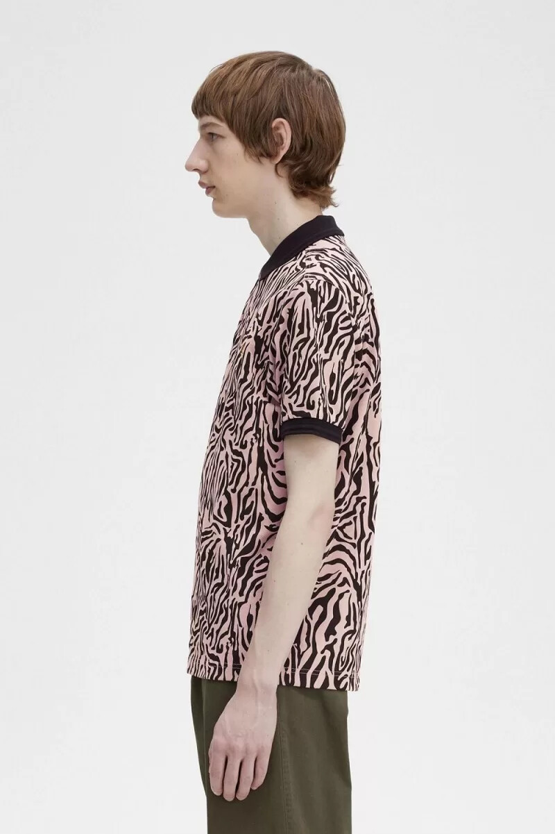 fred perry herrenhemd mit zebramuster altrosa