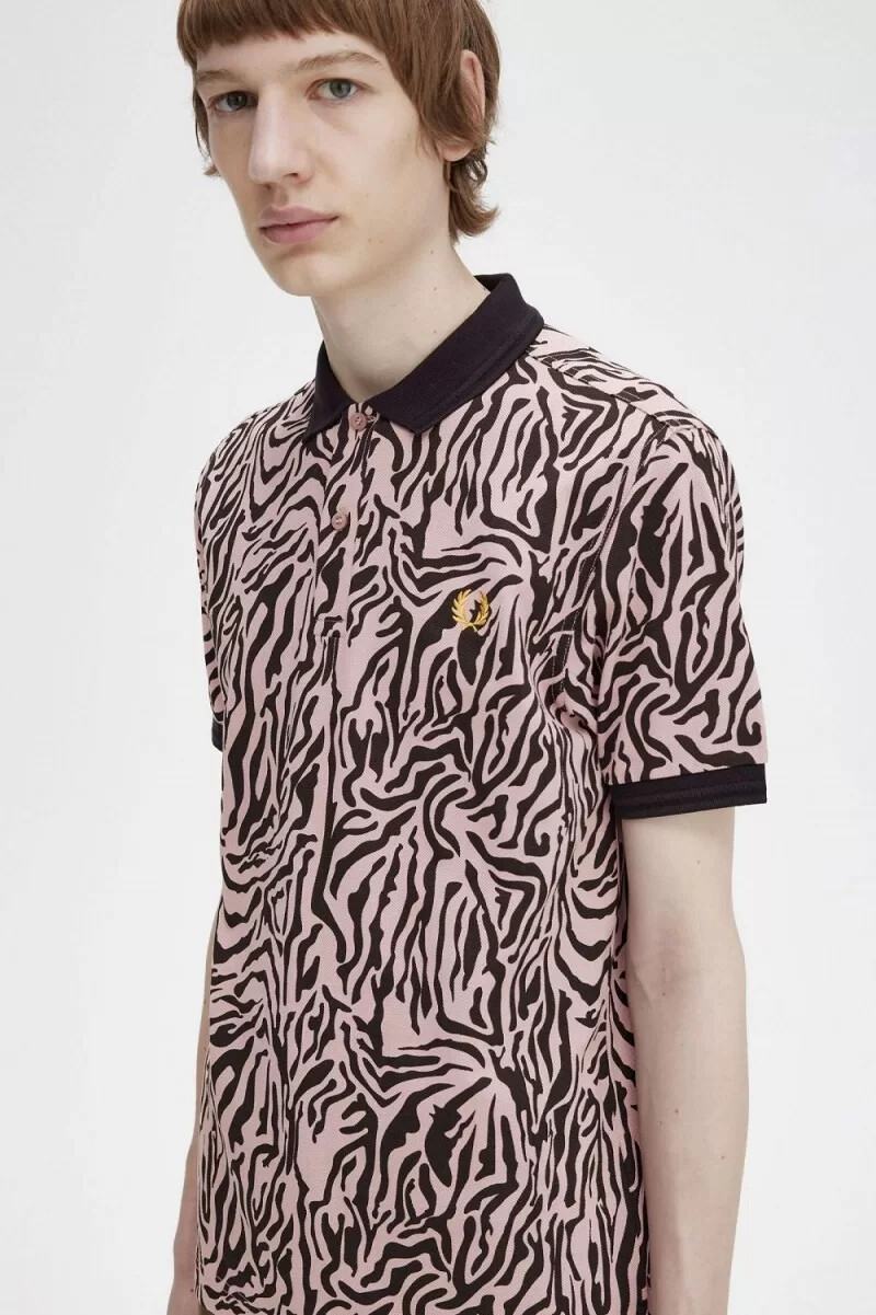 fred perry herrenhemd mit zebramuster altrosa