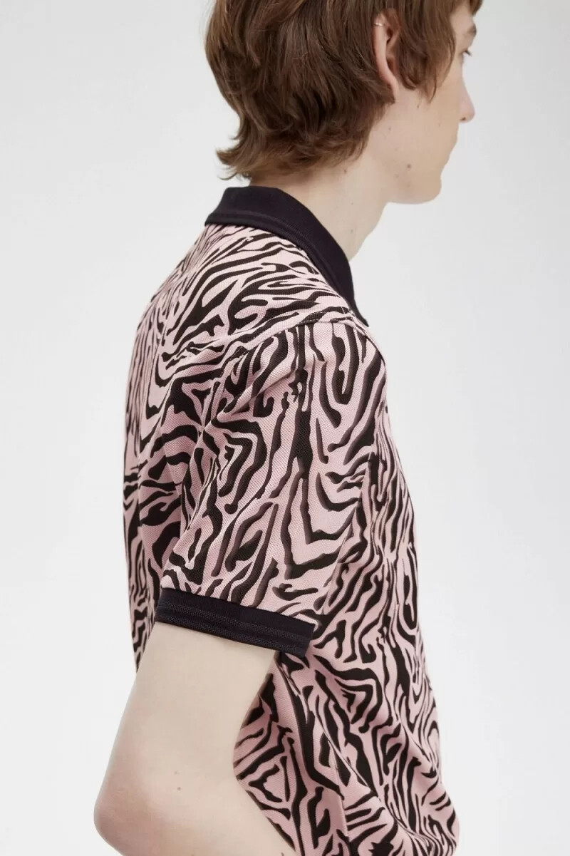 fred perry herrenhemd mit zebramuster altrosa