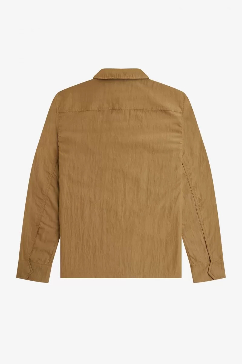 fred perry leichtes herrenhemd mit reißverschluss braun
