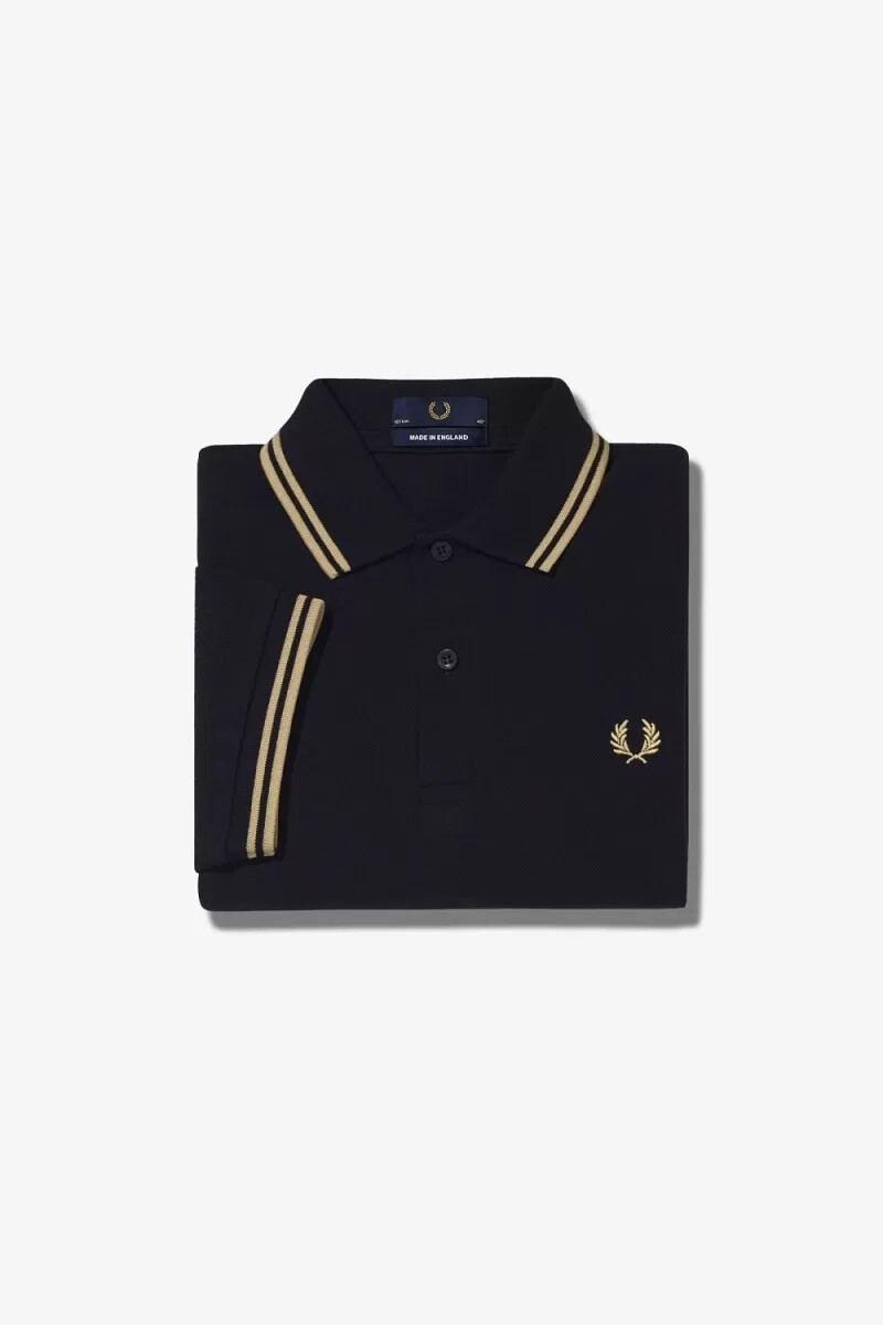 fred perry m12 herrenhemd schwarz champagner