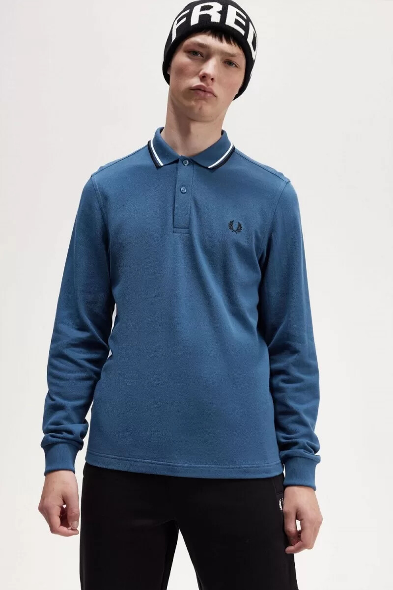 fred perry m3636 herrenhemd mitternachtsblau schneeweiß schwarz
