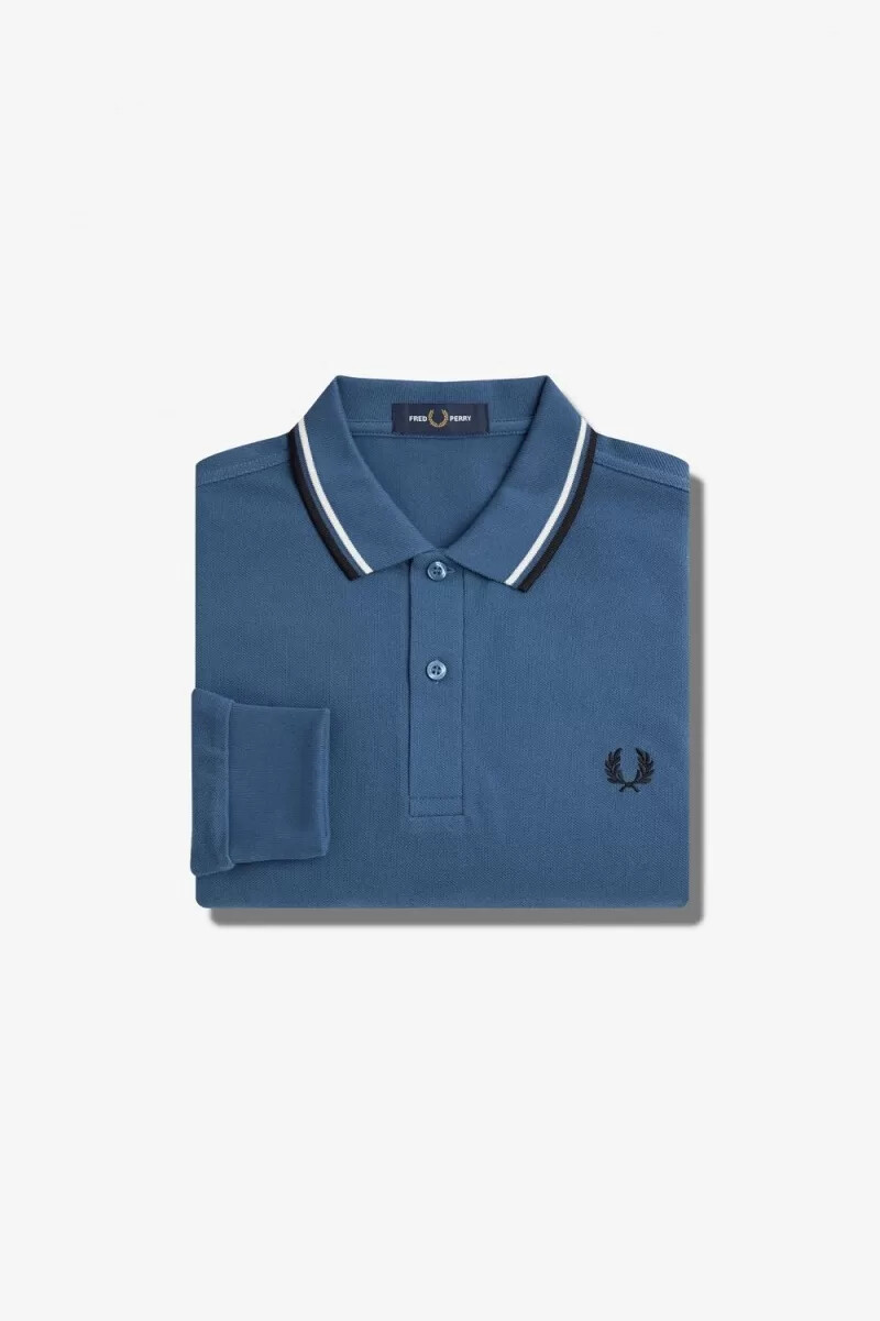 fred perry m3636 herrenhemd mitternachtsblau schneeweiß schwarz