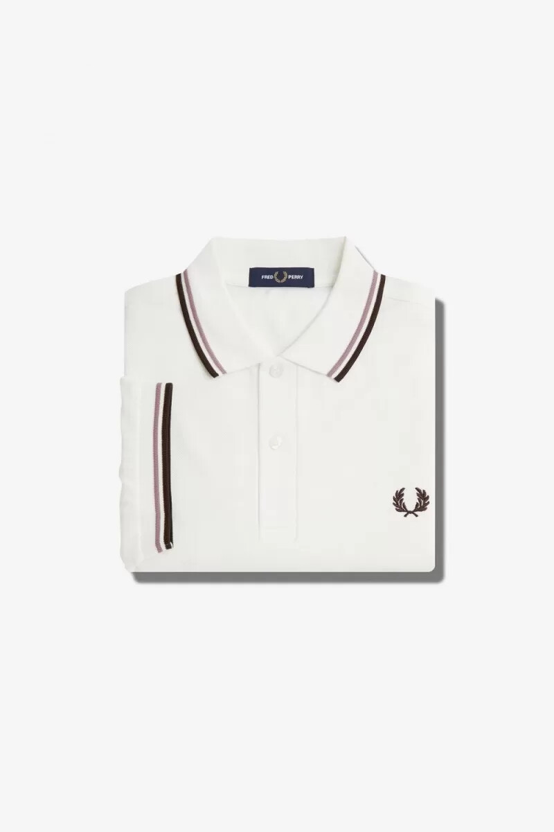 fred perry m3600 herrenhemd schneeweiß tiefrosa gebrannter tabak