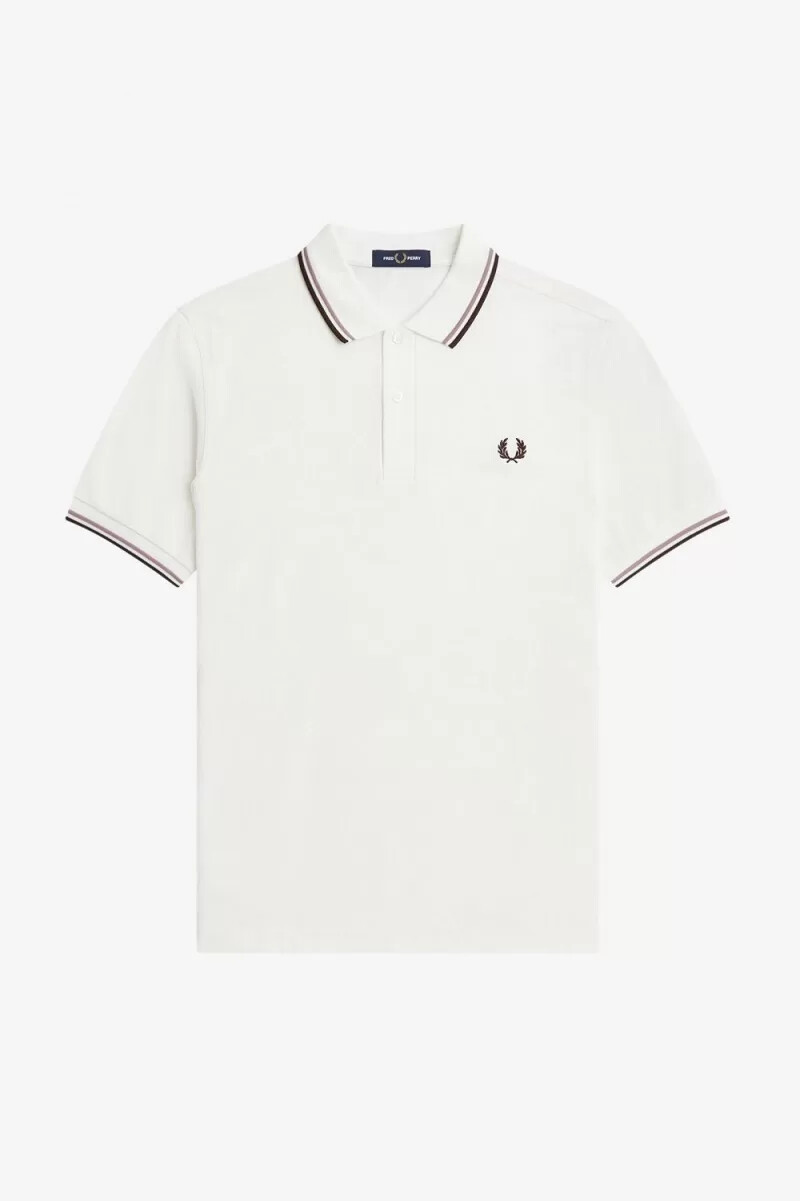 fred perry m3600 herrenhemd schneeweiß tiefrosa gebrannter tabak