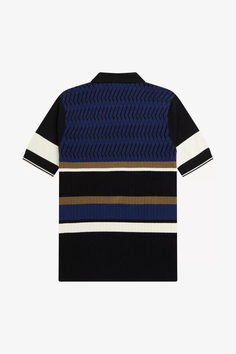 fred perry argyle-panel-strickhemd für herren französischblau