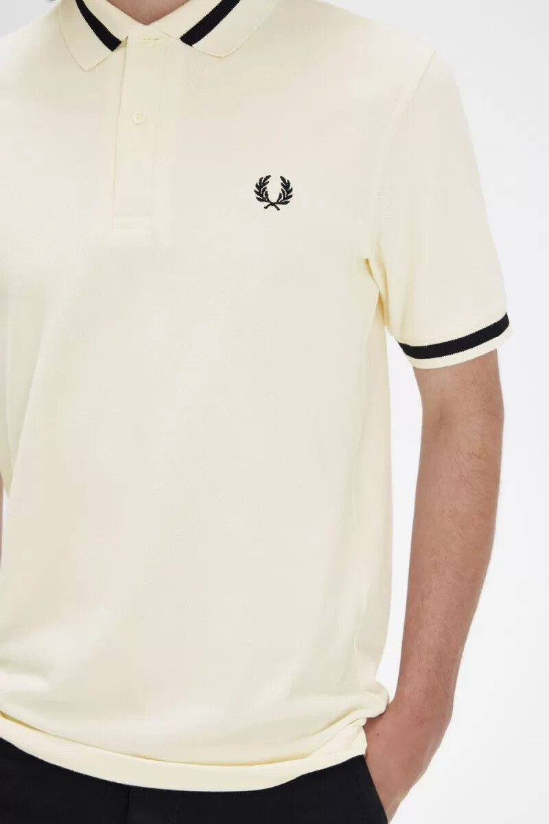 fred perry m2 herrenhemd beige schwarz