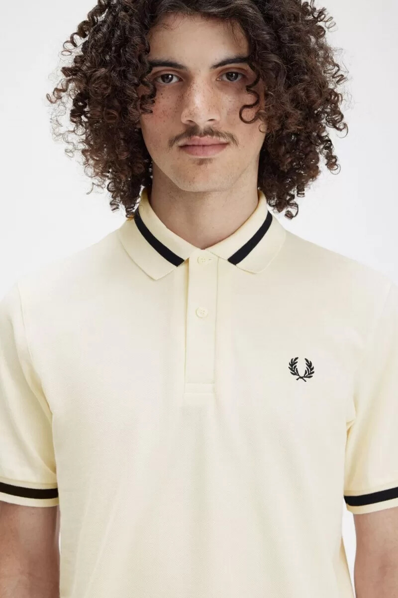 fred perry m2 herrenhemd beige schwarz