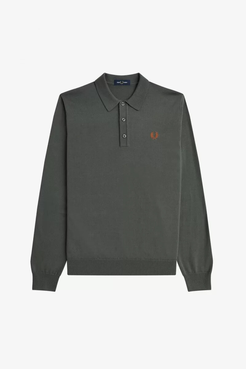 fred perry klassisches strickhemd für herren feldgrün