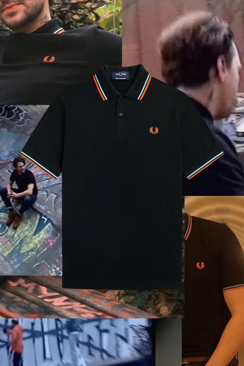 fred perry m12 herrenhemd schwarz hamburg himmelblau orange sprühfarbe