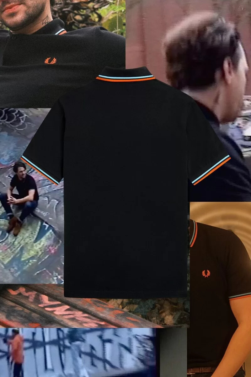 fred perry m12 herrenhemd schwarz hamburg himmelblau orange sprühfarbe