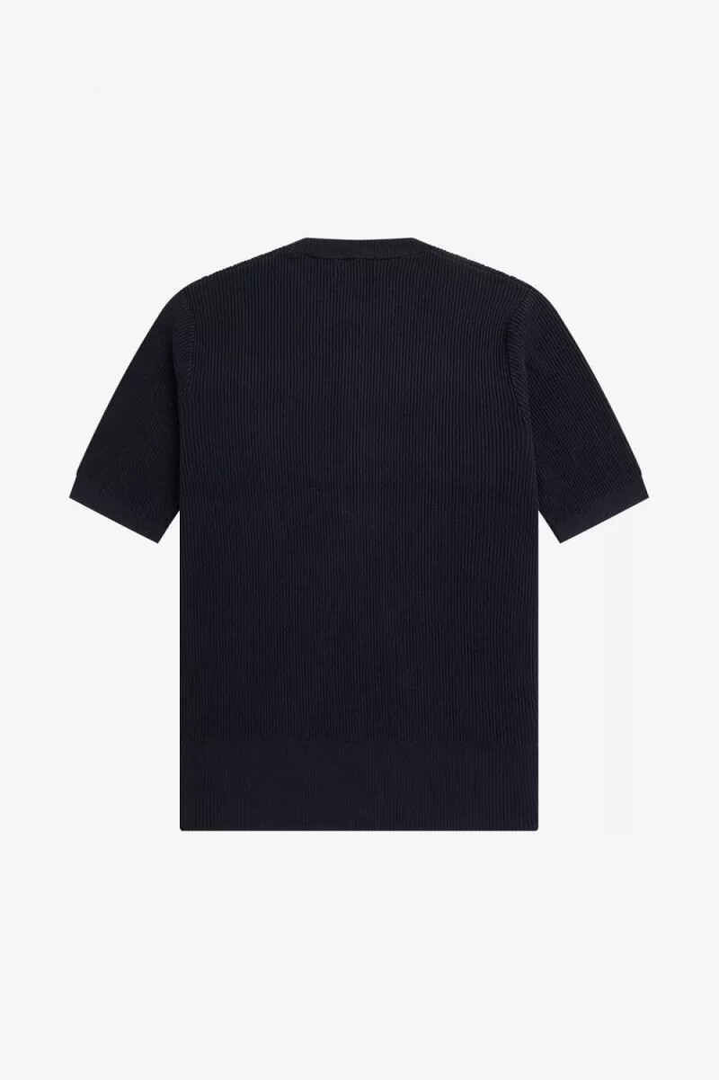 fred perry herrenhemd mit rippstrickbündchen marineblau