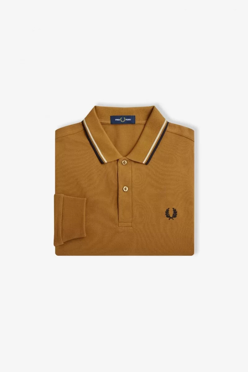 fred perry m3636 herrenhemd dunkelbraun haferflocken schwarz